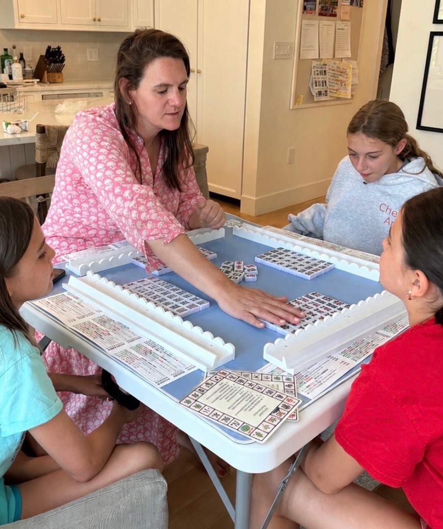 Katie teaching mahjong